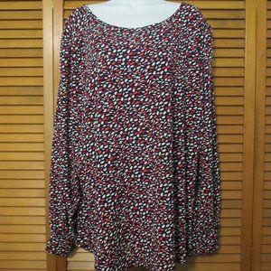 Kim Rogers top long sleeve navy, hot pink, stretchy pullover like new size 2x